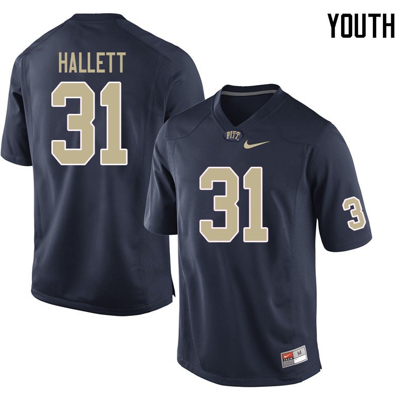 Youth #31 Erick Hallett Pittsburgh Panthers College Football Jerseys Sale-Navy